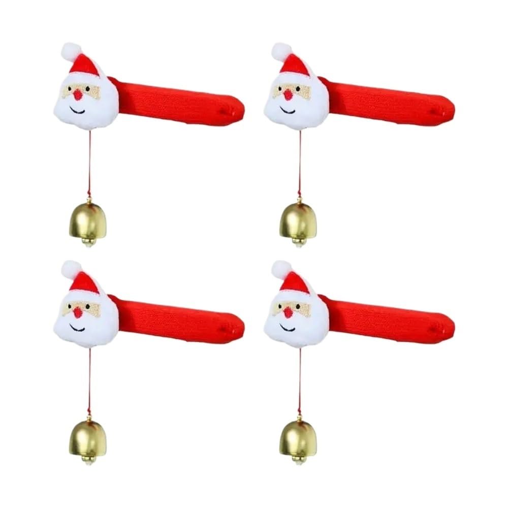 Tianshengqi A Pack Of 4 Door Handle Covers With Hanging Bells Festives Knob Sleeve Decors For Home Holiday Decoration(A)
