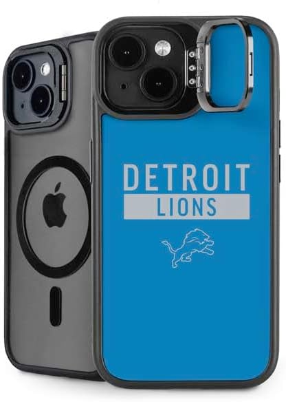 Skinit Kickstand Phone Case Compatible with iPhone 14 Plus - Officially Licensed NFL Detroit Lions Double Vision Design