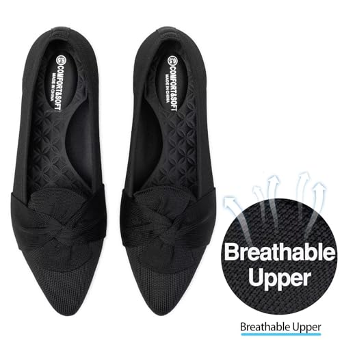 Image of Frank Mully Women's Casual Loafer Flats Slip On Loafer Shoes Comfortable Knit Flat Shoes Classics Pointy Toe Loafer Flats,for Work,Travel