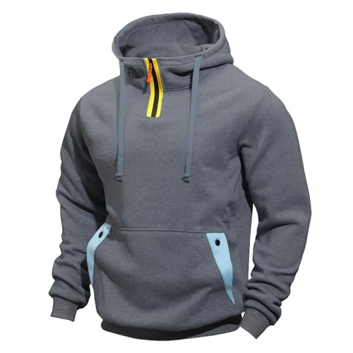 Tactical Hoodies for Men Quarter Zip Fleece Pullover Drawstring Casual Relaxed Workout Hooded Sweatshirts 2025 Fsahion - Main Image