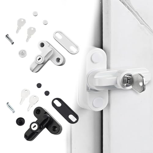 Protege tu hogar con la cerradura restrictora de marco de puerta de UPVC, fácil de montar, Cerradura de Seguridad para Ventanas Correderas Mod, T de Ventana para Ventana Doble Individual（blanco）