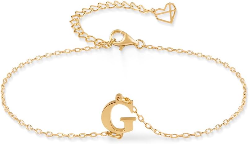 CAITLYNMINIMALIST 18K Gold Plated Sterling Silver Rose Gold Custom Initial Dainty Letter Charm Personalized Bracelet for Women