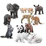 TOYMANY 12PCS Zoo Animal Figurines, High Emulational Detailed Baby Animals Figures, Easter Eggs Education Birthday Gift Christmas Toy Set for Kids Children