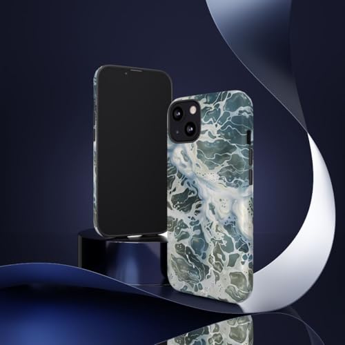 Coque iPhone 13 rigide bleu motif surface eau - 2