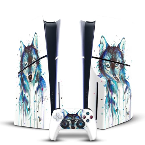 Skin PS5 Slim Disc contre les rayures décor Loup de Glace Pixie Cold