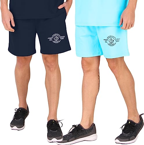 Image of London Hills Shorts Pant for Men Cotton Blend with Side Pockets | Shorts for Men | Half Pant for Man | Shorts' for Mens Stylish | Gym Short's for Man Workout | Boxer Shor'ts for Man's | Green, Navy