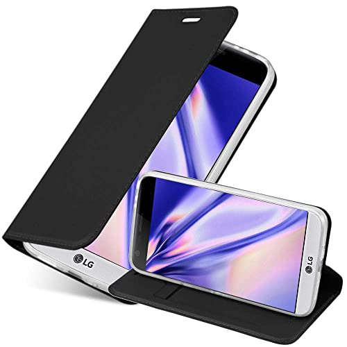 Cadorabo Hülle kompatibel mit LG G5 aus Premium Kunst Leder Flip Klappbare Stoßfeste Magnetische [Standfunktion] [Kartenfächern] Cover Hülle für LG G5 Tasche in Schwarz