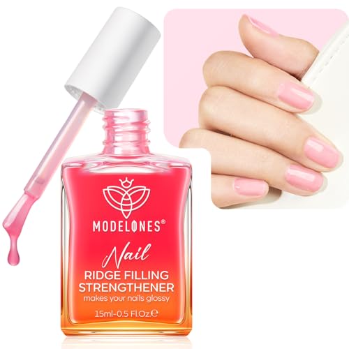 Modelones Endurecedor Uñas, Stronger Nail Evita Rotura y Separación, 15ML Fortalecer Uñas Débiles que se Rompen, Fortalecedor de Uñas, Tratar Uñas Rotas, Finas y Frágiles, Relleno de uñas- Rosa
