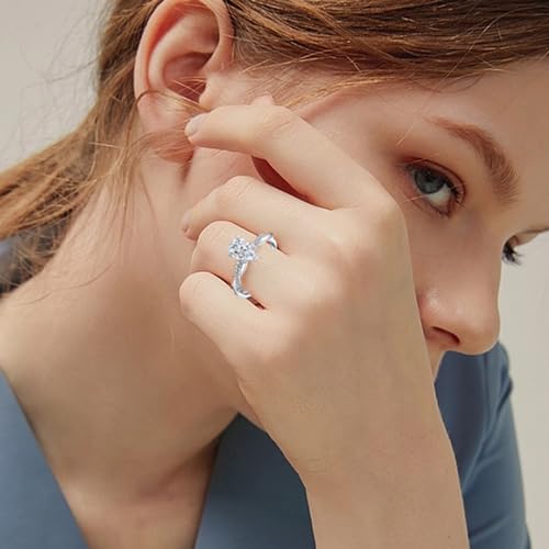 Aihpos Twisted Engagement Rings for Women with 1 Carat Center Moissanite, Princess cut Round Cushion Pear Emerald Cut Moissanite 925 Sterling Silver 10K 14K 18K Gold with Text Engraving2