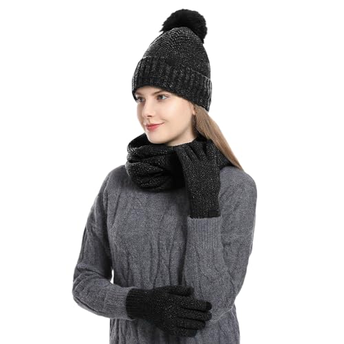 Set fourrure tour de cou collier élégant et bonnet en maille premium pour adulte