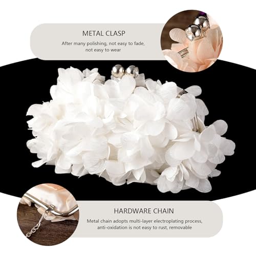 Pochette de soirée chic avec délicate fleur en satin et fermoir rétro - 6