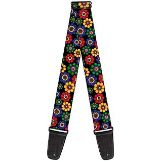 Buckle-down Gs-w34260 Sangle de guitare – psychédélique marguerites Noir/Multi Couleur, 5,1 cm de large et 29–137,2 cm de long - Les Beatles, Paul McCartney, John Lennon, RIngo Starr, George Harrison