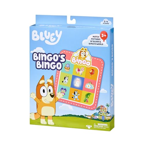 Bluey Bingo’s Bingo Card Game, Kids Image Matching Card Game with 40 Cards, 48 Chips and 12 Scoring Chips, Interactive Fun Games for Kids of Ages 3+