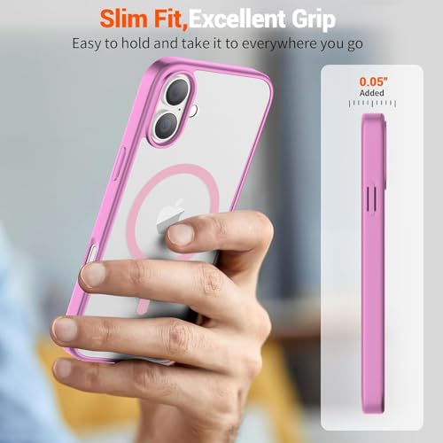 Image of DIZORO Premium Magnetic Case for iPhone 17 6.3-Inch Compatible with MagSafe, Shockproof Phone Bumper Cover, Solid Color Matte TPU Frame, Anti-Scratch Clear Baby Pink