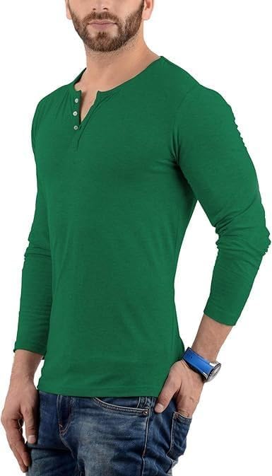 Men’s Cotton Henley Shirt – Long Sleeve Soft Tee for Everyday Wear - Image 3