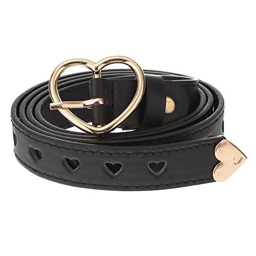 LUOZZY Women Leather Belt Rivet Waist Belt for Dresses Jeans Pants Fashion Waist Belt with Heart-shaped Buckle for Women Girls, Gold - 100cm/39.3inch