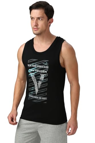 Image of Van Heusen Men's Cotton Regular Fit Sport Graphic Print Vest - Super Soft, Sleeveless,