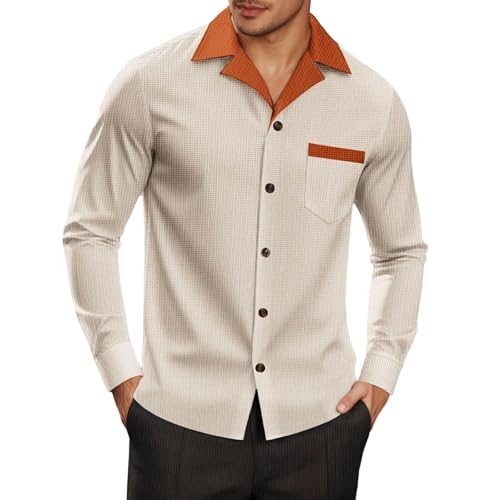 Chemise homme coupe droite anti-plis style patchwork et col Kent