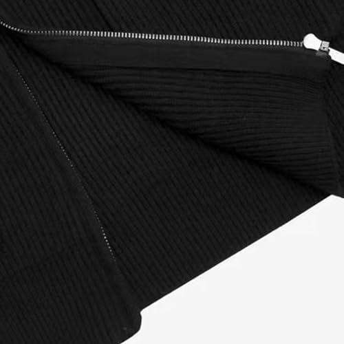 Men's Knit Full Zip Up Casual Sweater Solid Regular Fall Winter Sweaters Loose Fit Cardigan Classic Sweater (Black,Large)2