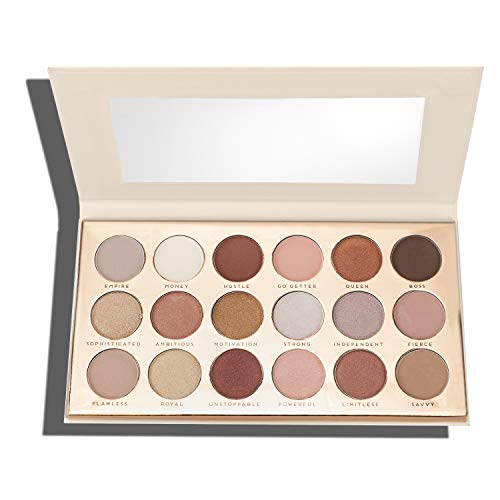 Nicole Miller Babe Power Metallic Smokey Eye Shadow Palette with Mirror, Eye Makeup for Women, Makeup Set and Cosmetics for Girls - 18 Bold, Matte, Metallic Eyeshadow Shades