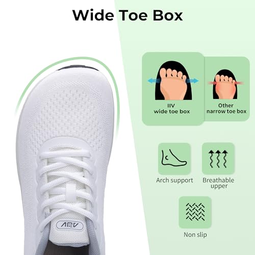 Image of IIV Womens Wide Toe Box Walking Shoes Arch Support Running Shoe Plantar Fasciitis Tennis Sneakers Orthotic for Pain Relief