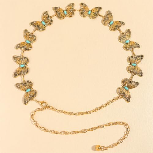 Western Metal Concho Belt for Women Boho Waist Belt Adjustable Cowgirl Silver Link Chain Belts for Dresses Jeans3