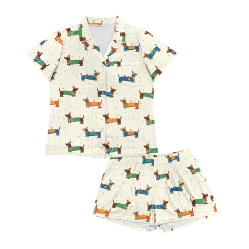 Image of Women's Short Sleeve Sleepwear Pajamas Nightwear with Pockets | Premium Polyester Fabric Ultra Soft Lightweight Breathable Touch, Wrinkle Resistant, All Day Cozy Wear for Daily Sleep