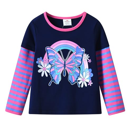 Image of VIKITA Girls Shirts Winter Long Sleeve Tops Print Tees for Girls,3-12 Years