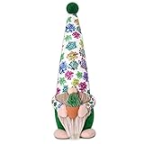 Nains verts à motif succulent : ce lot se compose de 1 nain à motif succulent portant un chapeau chouchou avec une boule en tissu vert sur le dessus. Il peut contenir une plante succulente artificielle en pot. Idéal pour décorer la maison ou le bureau au printemps ou en été.