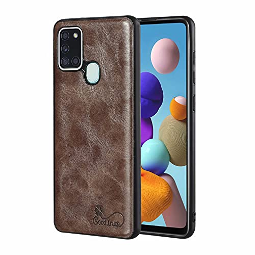 TTNAO Hoesje voor Samsung Galaxy A21S,Retro Stijl Premium Olie Wax Lederen Siliconen Case Zacht TPU Volledige… - Afbeelding 3