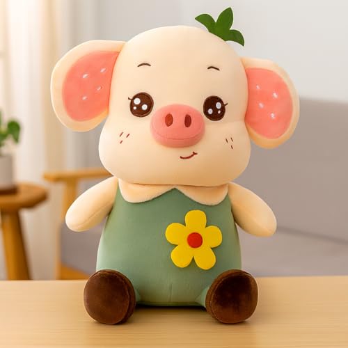 Image of ZEXSAZONE Cute Pig Plush Soft Toy for Kids | Polyester Fiber Filled Stuffed Super Soft Huggable Fabric Decorative Toy for Baby Boys & Girls | Perfect Birthday, Valentine, Home Decor Gift | 35 cm Green