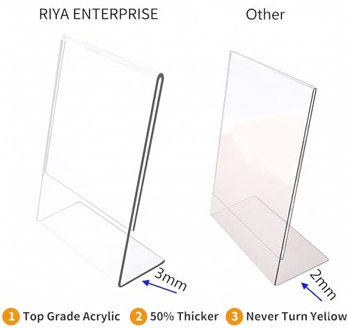 Image of Acrylic Sign Holder A5 Size (6 x 8.25 Inch) - Pack of 2 | Clear L-Stand Display Frame | Vertical Menu, Price List, Table Signage & Photo Holder | Durable 3mm Thick Acrylic