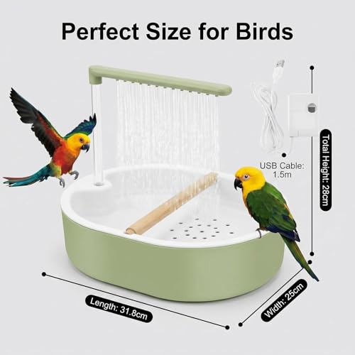 Baño para pájaros a prueba de salpicaduras con ducha automática USB 3