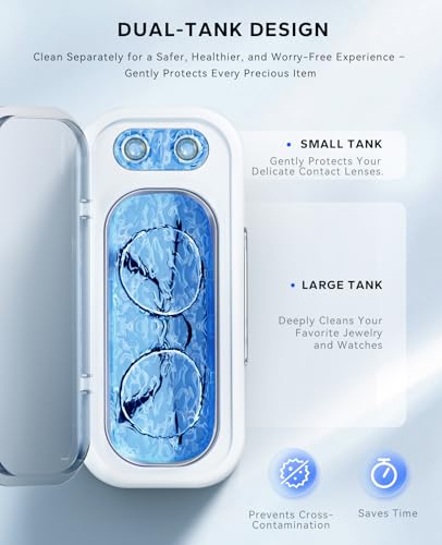 SUNPOW Ultrasonic Jewelry Cleaner Machine– Dual Chambers for Contact Lenses & Jewelry - image 3