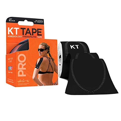 KT Tape PRO - 20 Strisce di Nastro Sintetico kinesiologico, Pre-Tagliate, Unisex, PRO 20 Strip, Jet Black, N/A