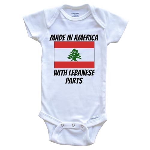 Made in America with Lebanese Parts Lebanon Flag Funny One Piece Baby Bodysuit