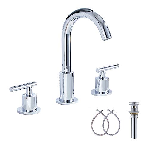 ๐ฅ Bathroom Faucet Chrome GGStudy 2 Handle 3 Hole 360 Swivel Spout 8 inch Widespread Bathroom Faucet with Pop Up Drain ๐ฅ Bathroom Faucet Chrome GGStudy 2 Handle 3 Hole 360 Swivel Spout 8 inch Widespread Bathroom Faucet with Pop Up Drain