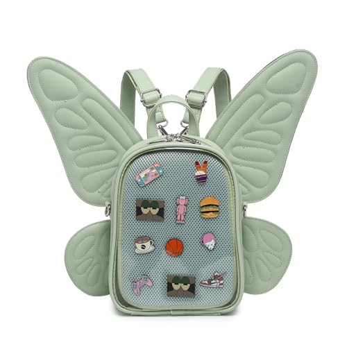 CHERRY SAUCE Ita Bag Mochila com asas de borboleta, bolsas modernas e bolsas JK com alças destacáveis, Verde claro, Compact