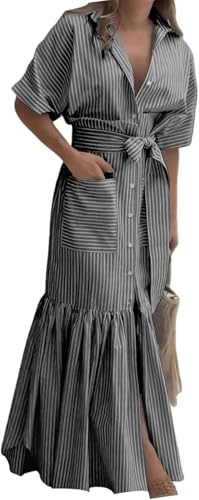 Robe longue à manches courtes et poches pour un confort quotidien