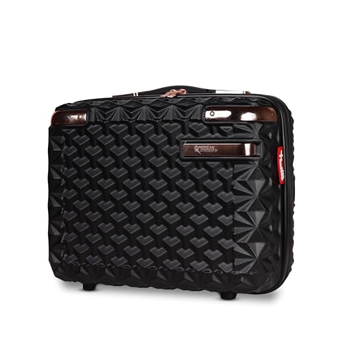 Image of American Traveller Goldie ABS Travel Vanity Case | Hard Shell Makeup Organizer | Portable Cosmetic Storage Box | Compact Travel Case for Toiletries, Beauty Essentials & Accessories(14, Black)