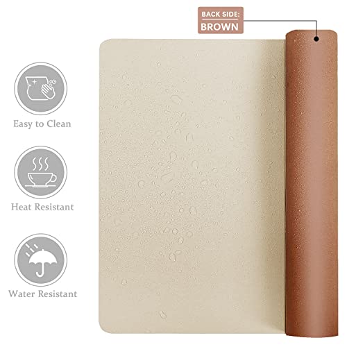 Image of Aothia Double-Sided PU Leather Desk Pad - Non-Slip Large Mouse Pad & Desk Mat for Office, Home - Waterproof, Easy to Clean, Durable Dual-Sided Surface (31.5 inch x 15.7 inch, Beige)