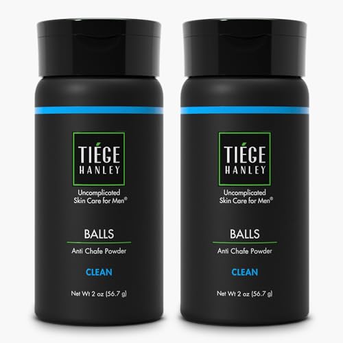 Image of Tiege Hanley Anti Chafe Powder for Men, Cooling Body Powder Deodorant for Foot, Thigh and Groin, Fresh Moisture Control With Eucalyptus and Spearmint, Clean Scent, Men's Skin Care, 2 Oz, 2 Pack