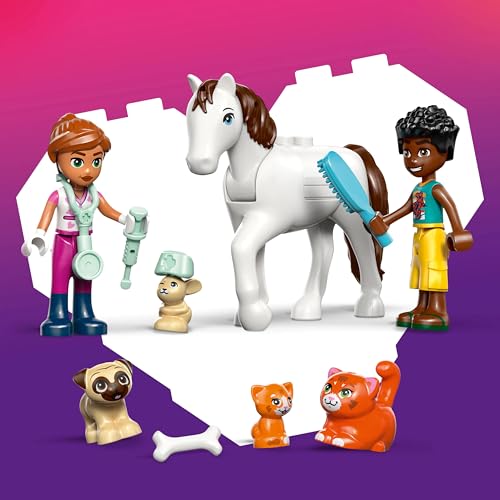 Image of LEGO Friends Animal Vet Clinic - 2 Minidolls, Dog, Bunny, Horse, 2 Cat Figures - 42696
