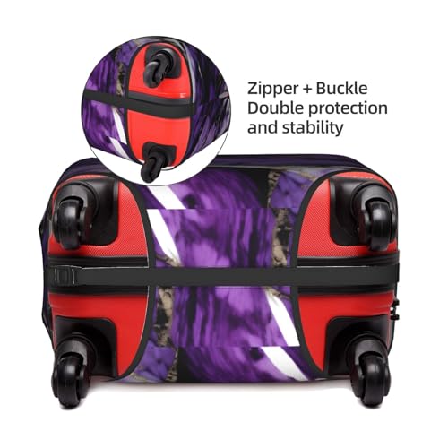 Housse de valise marbre violet grand format en polyester souple lavable - 3