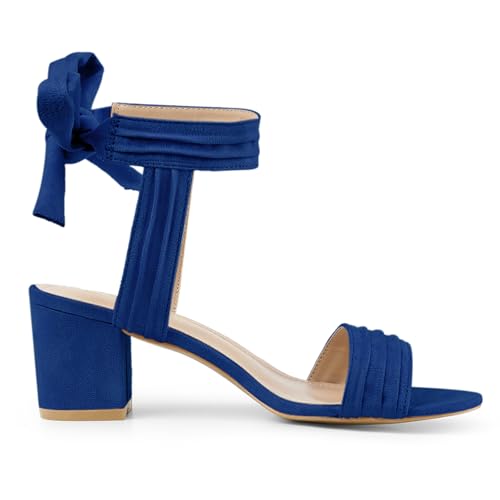 Image of Allegra K Women's Open Toe Ankle Tie Back Block Heels Sandals
