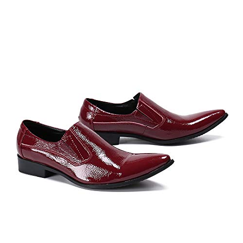 Patent Leather Oxford for Men Formal Shoes Slip On StyleGenuine Leather Block Heel Easy Care Solid Colors Men's Leather Shoes2