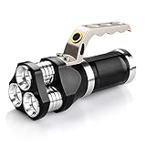 akku notfallleuchte {Wasserdichtes Design} Mit IP-Schutzklasse 65 wird die Taschenlampe vor Staub und Wasser von allen Seiten geschützt. Der Suchscheinwerfer adoptiert die Flugzeugalulegierung, Premium Type 3 Hard-Anodized und extrem klare Linse. Multiple Einsatzmöglichkeiten: Sehr geeignet für Notfall, Indoor & Outdoor Aktivitäten, wie zum Beispiel Angeln in der Nacht, Camping, Wanderung, Klettern, Fahrradfahren, Jagd, Spazierengehen mit dem Hund in der Nacht, Arbeiten im Haushalt, Abenteuer in der Höhle, Bergbau.