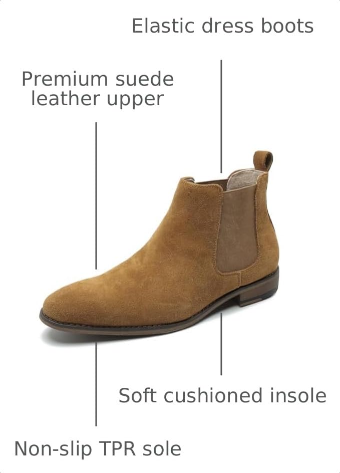 Image of Cestfini Chelsea Boots Men Classic Elastic Dress Boots Casual Men's Chelsea Ankle Boots