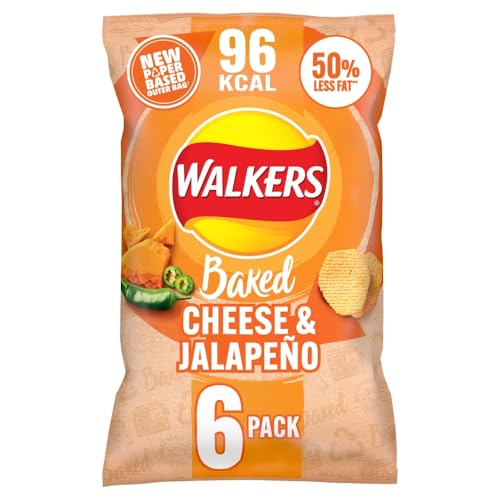 Walkers Patatas fritas de queso y jalepeno al horno, 6 x 22 g, color amarillo