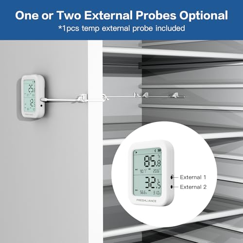 Image of Freshliance Room Thermometer Indoor, Bluetooth Temperature Humidity Sensor, Refrigerator Freezer Thermometer, Digital Remote Temp Monitor Sensor with Smart APP, BlueTag TH30R-I (1PCS Temp Probe）